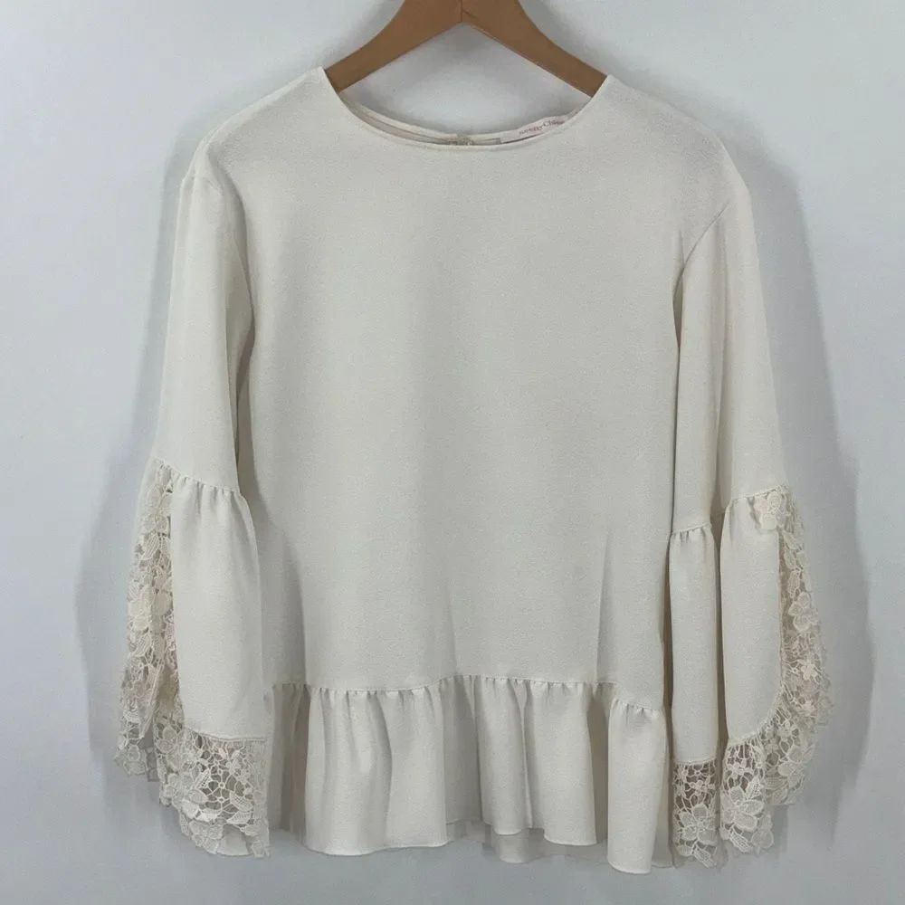 See By Chloe TopโWith Wide Lace Sleeves Size 36